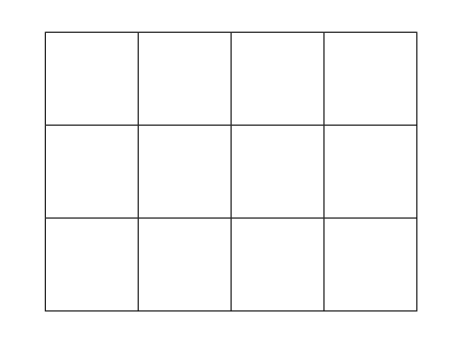 12 squares arranged in a three by four grid