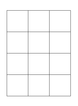 12 squares arranged in a four by three grid